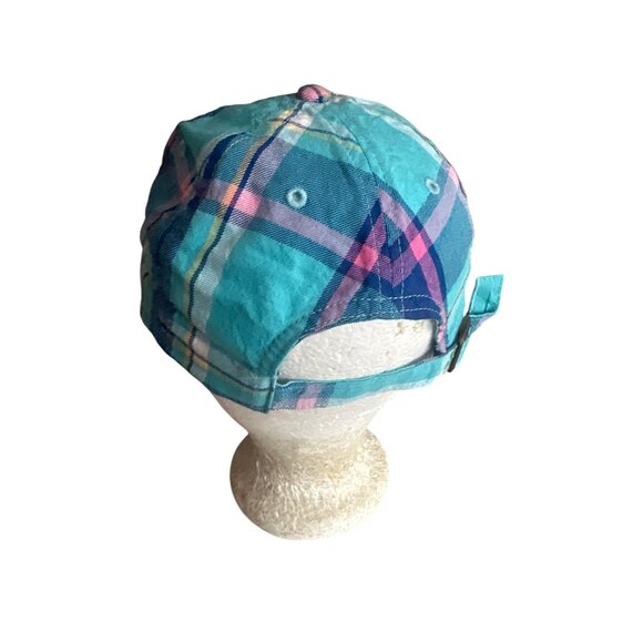 American Needle Onwentsia Plaid Cap Adjustable Strap Turquoise & Pink Cotton - Picture 3 of 5